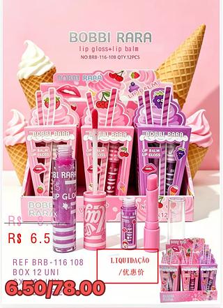 BOBBIRARA LIP GLOSS+lip balm-12PCS/6.50