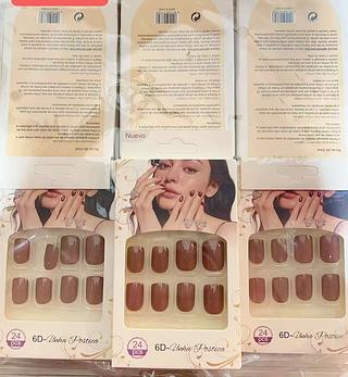 UNHA POSTICA COM AUTOCOLANTE - MARROM-12CAXINHA COM 24PCS/3.16