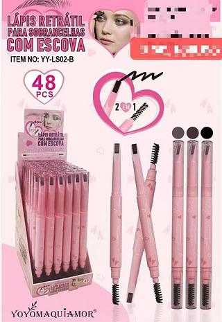 YOYO LAPIS RETRATIL PARA SOBRANCELHA COM ESCOVA -48PCS/3.50