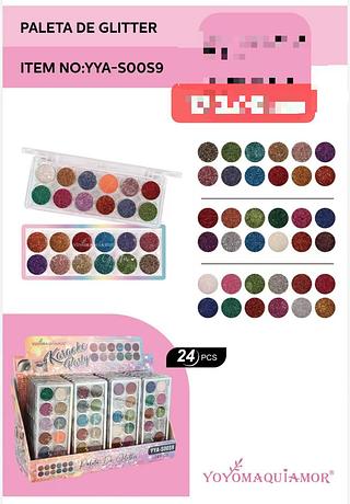 YOYO MAQUIAMOR-PALETA DE GLITTER-24PCS/7.50