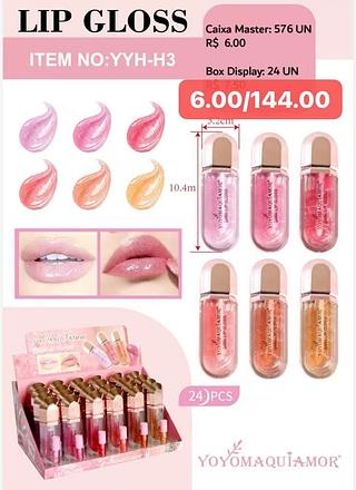 yoyo maquiamor- lip gloss-24pc/6.00