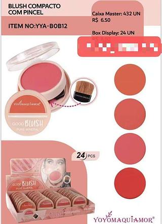 YOYO MAQUIAMOR- BLUSH- COM PINCEL-24PCS/6.50