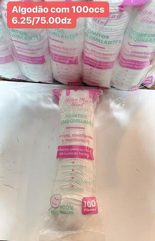 DISCO DE ALGODAO LIMPEZA FACIAL COM 100PCS-6.25/12SAQUINHAS