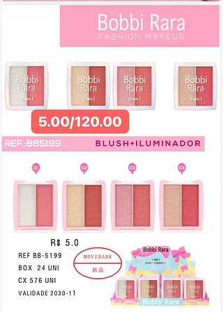 bobbi rara BLUSH+ILUMINADOR-24pcs/5.00