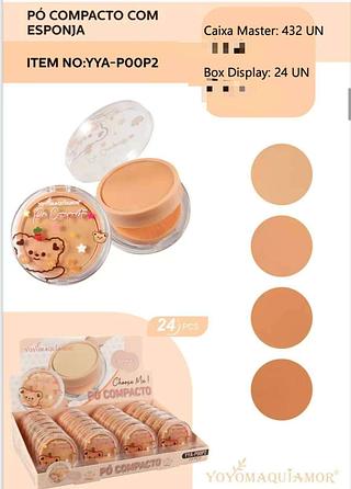 YOYO MAQUIAMOR PO COMPACTO COM ESPONJA-24PCS/6.50
