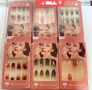 UNHA POSTICA ADULTO COM DECORADO -12CAXINHA COM 24PCS/4.5