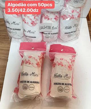 DISCO DE ALGODAO LIMPEZA FACIAL COM 50PCS-3.50/12SAQUINHAS