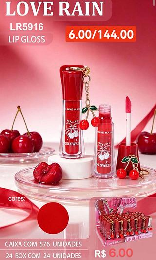 LOVE RAIN LIP GLOSS-24PCS/6.00