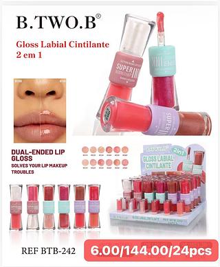 B TWO B GLOSS LABIAL 2 EM 1-24PCS/6.00