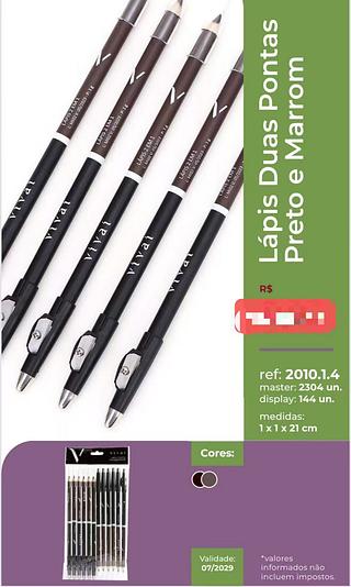 vivai lapis duas pontas preto e marrom-12pcs/1.25