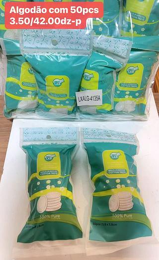DISCO DE ALGODAO LIMPEZA FACIAL COM 50PCS-3.50/12SAQUINHAS