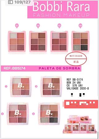 bobbi rara paleta de sombrs-24pcs/5.00