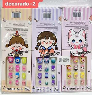 UNHA POSTICA INFANTIL COM DECORADA-12PCS/2.33