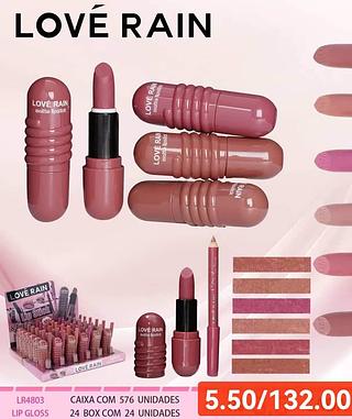 LOVE RAIN LIP GLOSS-COM LAPIS LABIAL/24PCS/6.50