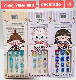 UNHA POSTICA INFANTIL COM DECORADA-12PCS/2.33