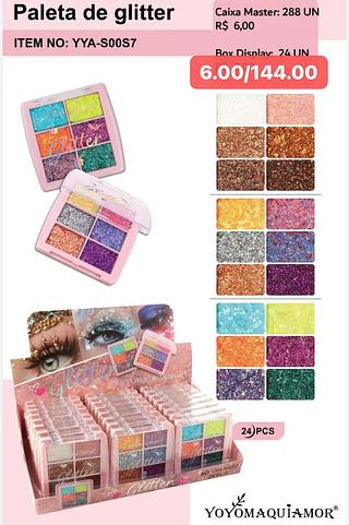 YOYO MAQUIAMOR-PALETA DE GLITTER-24PCS/6.00