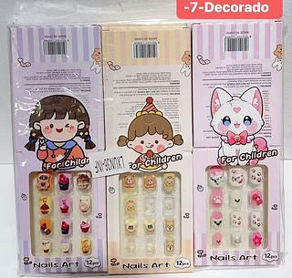 UNHA POSTICA INFANTIL COM DECORADA-12PCS/2.33