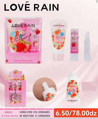 LOVE RAIN LIP BALM E HAND CREAM-12PCS/6.50