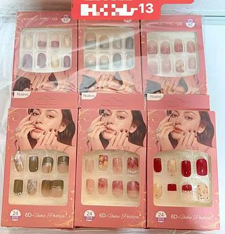 UNHA POSTICA ADULTO COM DECORADO -12CAXINHA COM 24PCS/4.5