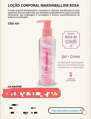 MIA MAKE LOCAO CORPORAL MARSHMALLOW ROSA-6PCS/13.00