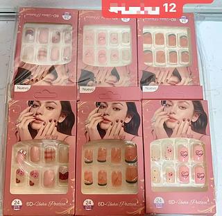 UNHA POSTICA ADULTO COM DECORADO -12CAXINHA COM 24PCS/4.5