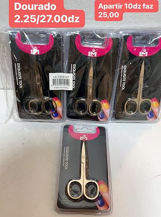 TESOURA PARA SOBRANCELHA-COR DOURADO-12PCS/2.25
