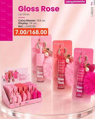 FEBELLA LIP GLOSS ROSE+ CHAVEIRO-24PCS/7.00