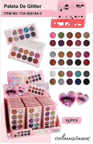 YOYO MAQUIAMOR-PALETA DE GLITTER-24PCS/7.00