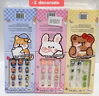 UNHA POSTICA INFANTIL COM DECORADA-12PCS/2.33