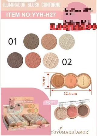 YOYO BLUSH+ILUMINADOR+CONTONRO-24pc/6.00