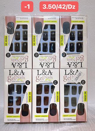 L A GEL NAILS UNHAS POSTICAS-COM24PCS/3.00
